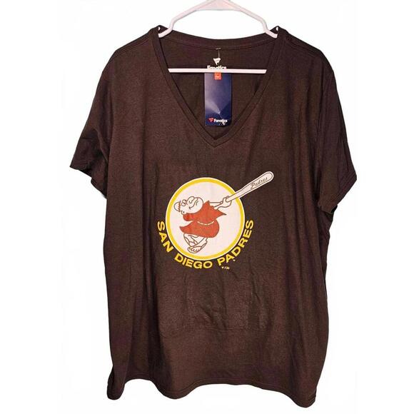 Fanatics Women's San Diego Padres V-Neck T-Shirt NWT Size 3XL - Picture 1 of 7